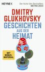 "Dmitry Glukhovsky. Geschichten aus der Heimat. Mit Bonus-Material." Illustration einer geöffneten Matroschka-Puppe mit Rakete.