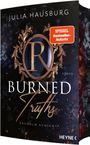 "SPIEGEL Bestseller-Autorin", "Julia Hausburg", "Burned Truths", "Rävholm Academy", "Heyne" unten. Dunkle, dekorative Gestaltung.