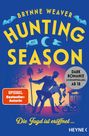 Text: "Brynne Weaver, HUNTING SEASON, Die Jagd ist eröffnet..., SPIEGEL Bestseller-Autorin, DARK ROMANCE LESEEMPFEHLUNG AB 18, HEYNE". 

Illustration: Ein Paar in dunklen Farben, der Mann hält eine Schaufel.