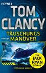 "Täuschungsmanöver" von Tom Clancy, ein Jack Ryan Thriller von Mike Maden. Stürmisches Meer mit Containerschiff.
