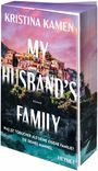 Buchtitel: "My Husband's Family". Autorin: Kristina Kamen. Frage: "Was ist tödlicher als deine eigene Familie?" Szenerie zeigt ein Küstendorf.