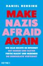 Buchcover: "Make Nazis Afraid Again" von Daniel Rensing. Blaues Design, rote und pinke Schrift. Verlag: Heyne.