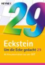 Große bunte Zahl 29, darüber: "Eckstein. Um die Ecke gedacht 29." Darunter: "66 Kreuzworträtsel aus der ZEIT."