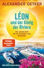 Titel: "Léon und der König der Riviera". Hafen mit Yachten, blühende pinke Blumen im Vordergrund.