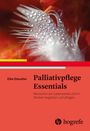 Text: Elke Steudter, Palliativpflege Essentials, Menschen am Lebensende und im Sterben begleiten und pflegen.  
Ein weißes Federdetail auf einem roten Hintergrund. 
