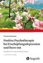 Ein Buchcover mit blühendem Kirschbaum, Titel: "Positive Psychotherapie bei Erschöpfungsdepression und Burn-out" von Thomas Russmann.