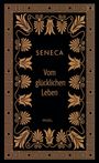 "Seneca, Vom glücklichen Leben, Insel" in goldener Schrift, umrahmt von einem dekorativen griechischen Muster.