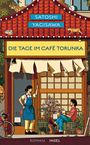 Oben steht "Satoshi Yagisawa", darunter "Die Tage im Café Torunka". Darstellung einer Café-Szene mit zwei Personen.