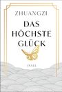 Zhuangzi, Das Höchste Glück, Insel. Goldener Schmetterling, geschwungene Linien, schlichtes Design.