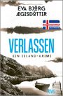 Text: "EVA BJÖRG ÆGISDÓTTIR", "VERLASSEN", "Ein Island-Krimi", "DER BESTSELLER aus Island". 

Illustration: See, Berge, Boot, Steg.