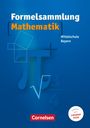 Text: Formelsammlung Mathematik. Mittelschule Bayern. Cornelsen Logo. Hintergrund: Blau mit mathematischen Symbolen.