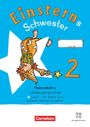 Titel: "Einsterns Schwester 2". Themenheft 4 "Schulausgangsschrift". Illustration: Kind mit Stern. Cornelsen-Logo unten.