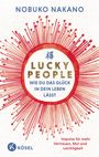 NOBUKO NAKANO, LUCKY PEOPLE: Wie du das Glück in dein Leben lässt. Rote Sonnenstrahlen-Illustration, Kösel-Logo.