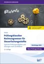 „Rewe“ auf Tafel, daneben Zahnräder und gelber Papierball wie Glühbirne. Text über Rechnungswesen und Steuerfachangestellte.