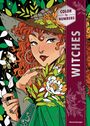 "Color by Numbers" und "WITCHES" sind auf einem Buchumschlag. Eine Frau mit roten Locken und Blumen um sie herum.