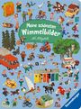 "Meine schönsten Wimmelbilder, Ali Mitgutsch" steht in der Mitte. Buntes Gewimmel aus Menschen, Tieren und Szenen.