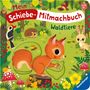 "Mein Schiebe-Mitmachbuch Waldtiere" zeigt ein fröhliches Eichhörnchen mit Eichel, umgeben von Waldtieren und Pflanzen.