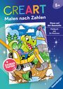 : Ravensburger CreArt Malen nach Zahlen ab 5: Dinos auf der Baustelle, Malbuch, 24 Motive, Zauberpapier, Buch