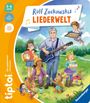 "Rolf Zuckowskis Liederwelt" oben, "tiptoi® Das spielerische Lernsystem" links. Illustration: Mann mit Gitarre und Kinder in bunter Natur.