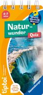„Naturwunder Quiz“ steht auf einem orangefarbenen Block mit Wasserfallbild. Alter 4-7 Jahre, Logo „Wieso Weshalb Warum?“.