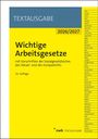 Text: "TEXTAUSGABE 2026/2027 Wichtige Arbeitsgesetze 33. Auflage nwb TEXTAUSGABE". Gelber Hintergrund, Liste von Abkürzungen.