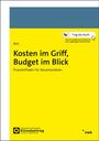 Oben mittig: "Frag das Buch!", darunter ein Hinweis auf KI-Recherche. Gelbes Cover. Text: "Kosten im Griff, Budget im Blick".