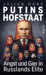 „Julian Hans Putins Hofstaat. Angst und Gier in Russlands Elite.“ Illustration von Matrjoschka-Puppen mit Putin-Gesicht.
