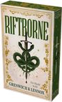 "Riftborne" in großer Schrift, darunter "Die Macht in ihr". Ein Schwert mit einer grünen Schlange ist abgebildet.