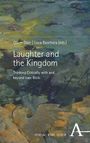 Text: "Oliver Dürr | Luca Baschera (eds.), Laughter and the Kingdom, Thinking Critically with and beyond Ivan Illich." Illustration von Wasserpflanzen, Verlag Karl Alber Logo unten rechts.