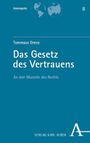 "Das Gesetz des Vertrauens" von Tommaso Greco, Kosmopolis 8, Verlag Karl Alber. Oben sind zwei Weltkugeln abgebildet.