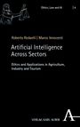 Text: "Roberto Redaelli | Marco Innocenti. Artificial Intelligence Across Sectors. Ethics in Agriculture, Industry, Tourism." Oben links ist eine Justizia-Illustration. Unten rechts steht "VERLAG KARL ALBER".