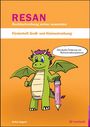„RESAN Rechtschreibung sicher anwenden. Förderheft Groß- und Kleinschreibung.“ Ein grüner Drache hält einen Stift.