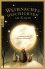 „Weihnachtsgeschichten am Kamin“, gesammelt von Barbara Mürmann. Illustration: Tiere betrachten einen großen, leuchtenden Mond.