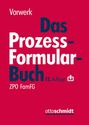 Vorwerk: Das Prozess-Formular-Buch, 13. Auflage. ZPO FamFG. Logo von "ottoschmidt". Rot-weißer Hintergrund.