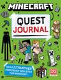 „QUEST JOURNAL“ in der Mitte, grüne Hintergrundfarbe, Minecraft-Figuren und Gegenstände, „Dein ultimativer Abenteuer-Begleiter.“