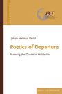 "Poetics of Departure" von Jakob Helmut Deibl. Helles Cover mit braunem Logo und gelbem Streifen links.