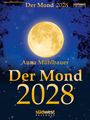 "Der Mond 2028" von Anna Mühlbauer, Kalender von südwest. Vollmond vor blauem Nachthimmel mit Bäumen und Sternen.