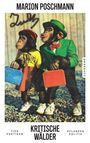 Zwei Schimpansen in bunter Kleidung tragen Taschen. Texte: "Marion Poschmann", "Kritische Wälder", "Suhrkamp".