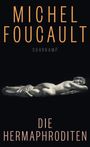 Text: "MICHEL FOUCAULT", "SUHRKAMP", "DIE HERMAPHRODITEN". In der Mitte ein liegender Marmorskulptur eines nackten Körpers.