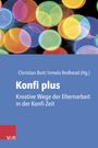 "Konfi plus. Kreative Wege der Elternarbeit in der Konfi-Zeit." Farbige, verschwommene Kreise in Blau, Rot, Gelb, Grün. 