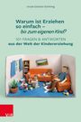 Ursula Günster-Schöning: "Warum ist Erziehen so einfach – bis zum eigenen Kind?" Illustration einer Spielsituation im Wohnzimmer.
