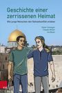 "Geschichte einer zerrissenen Heimat. Wie junge Menschen den Nahostkonflikt erleben. Dieter Vieweger, Claudia Müller, Ina Beyer." Zwei junge Männer umarmen sich vor einem historischen Bauwerk mit goldener Kuppel.