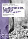 "Dialoge über Gott, Tiere und Verletzlichkeit" steht auf einem Buchcover. Ein Pferd und ein Vogel sind abgebildet.
