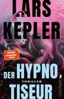„Lars Kepler, Der Hypnotiseur, Thriller“ in großen Buchstaben. Oktopus-Tentakel und Rosa-Schwarz-Verlauf im Hintergrund.