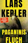 Text: "LARS KEPLER", "PAGANINIS FLUCH", "THRILLER", "SPIEGEL Bestseller-Autor". Ein Falke sitzt auf einem Felsen.
