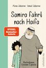 Text: "Samira fährt nach Haifa", "Alena Jabarine", "Ismael Jabarine", "Illustrationen Giovanni Esposito", "SPIEGEL Bestseller-Autorin". Illustration: Kind und älterer Mann.