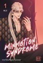 „Minmotion Syndrome“ und „vorläufiges Cover“. Eine Illustration eines Mannes mit langen Haaren und Zigarette.