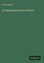Karl Lentzner: Zur Shakespeare-Bacon-Theorie, Buch