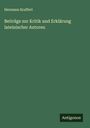 Hermann Kraffert: Beiträge zur Kritik und Erklärung lateinischer Autoren, Buch