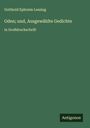 Gotthold Ephraim Lessing: Oden; und, Ausgewählte Gedichte, Buch